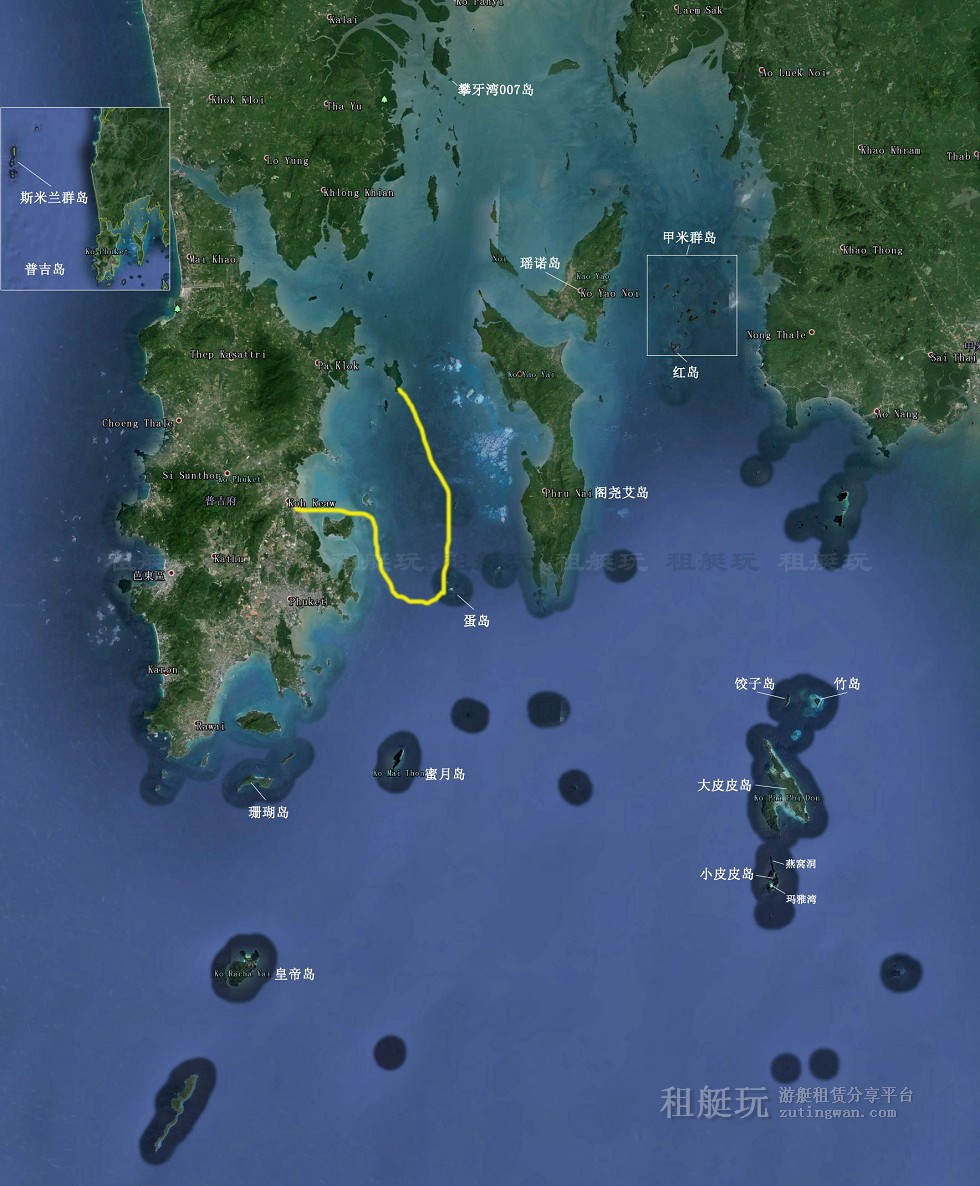 普吉游艇俱樂部(Boat Lagoon Marina)→閣朗艾島→蛋島→納卡島→普吉游艇俱樂部 普吉游艇俱樂部(Boat Lagoon Marina)→閣朗艾島→蛋島→納卡島→普吉游艇俱樂部